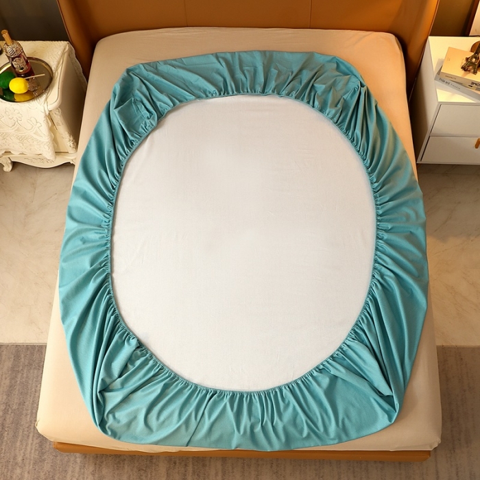 91家纺网 家纺一手货源 找家纺 晶缦家纺 2022新款加厚全棉纯色生态磨毛多规格系列单床笠 纯依-豆绿