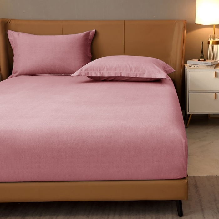 91家纺网 家纺一手货源 找家纺 晶缦家纺 2022新款加厚全棉纯色生态磨毛多规格系列单床笠 纯依-豆沙