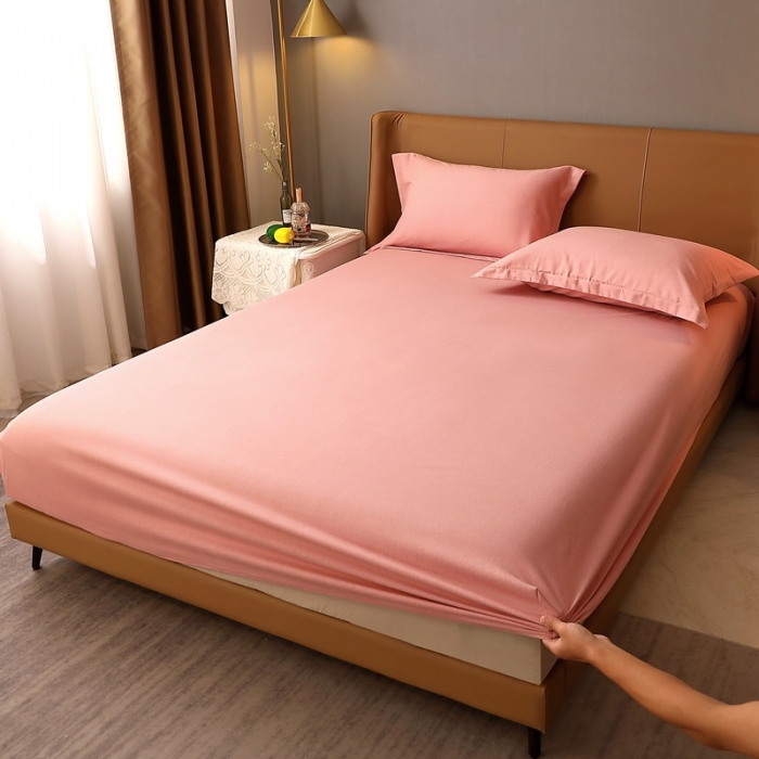 91家纺网 家纺一手货源 找家纺 晶缦家纺 2022新款加厚全棉纯色生态磨毛多规格系列单床笠 纯依-粉玉