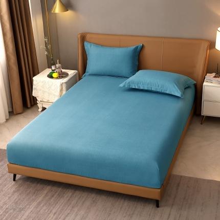 晶缦家纺 2022新款加厚全棉纯色生态磨毛多规格系列单床笠 纯依-湖蓝