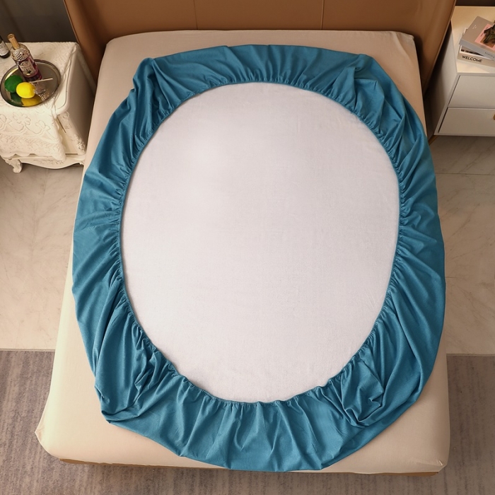 91家纺网 家纺一手货源 找家纺 晶缦家纺 2022新款加厚全棉纯色生态磨毛多规格系列单床笠 纯依-湖蓝