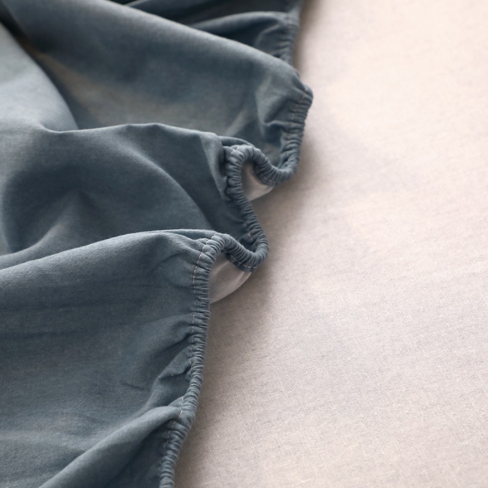 91家纺网 家纺一手货源 找家纺 晶缦家纺 2022新款加厚全棉纯色生态磨毛多规格系列单床笠 纯依-蓝灰