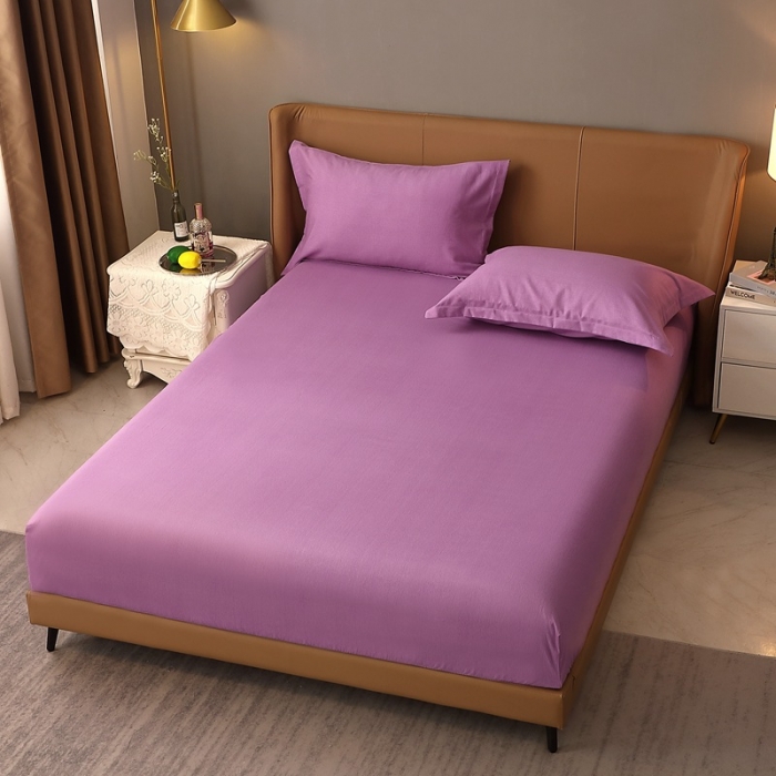 91家纺网 家纺一手货源 找家纺 晶缦家纺 2022新款加厚全棉纯色生态磨毛多规格系列单床笠 纯依-魅紫