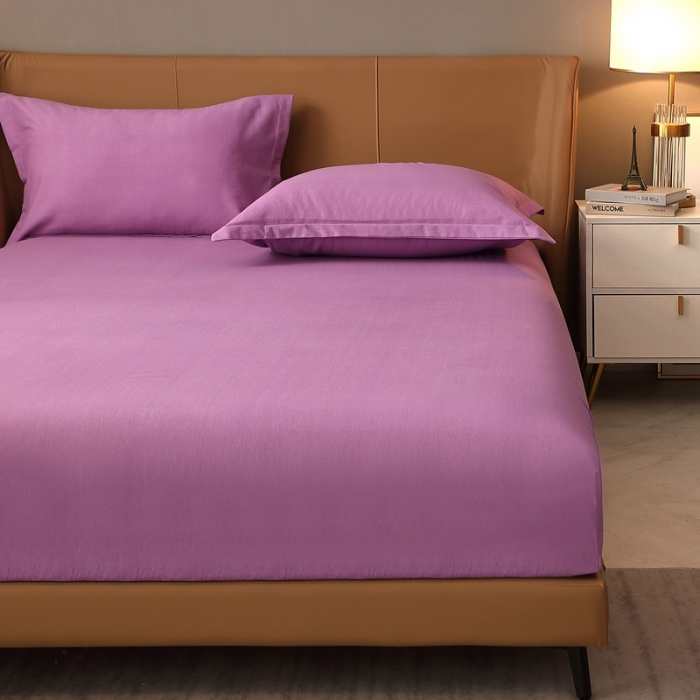 91家纺网 家纺一手货源 找家纺 晶缦家纺 2022新款加厚全棉纯色生态磨毛多规格系列单床笠 纯依-魅紫