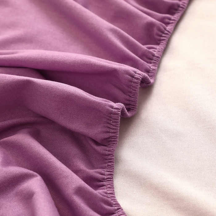 91家纺网 家纺一手货源 找家纺 晶缦家纺 2022新款加厚全棉纯色生态磨毛多规格系列单床笠 纯依-魅紫