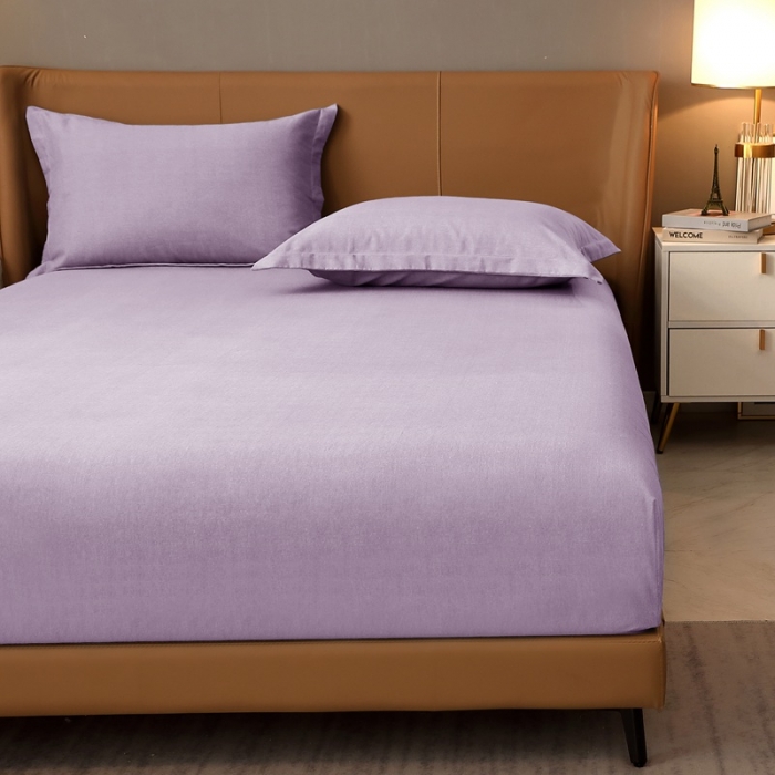 91家纺网 家纺一手货源 找家纺 晶缦家纺 2022新款加厚全棉纯色生态磨毛多规格系列单床笠 纯依-浅紫