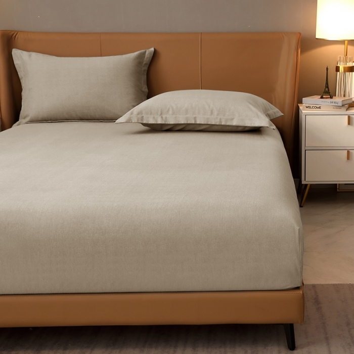 91家纺网 家纺一手货源 找家纺 晶缦家纺 2022新款加厚全棉纯色生态磨毛多规格系列单床笠 纯依-时尚灰