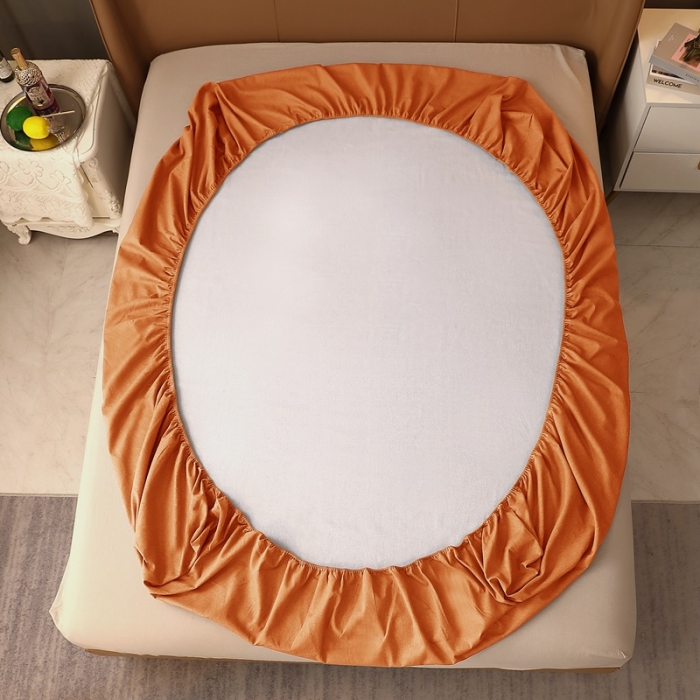 91家纺网 家纺一手货源 找家纺 晶缦家纺 2022新款加厚全棉纯色生态磨毛多规格系列单床笠 纯依-时尚桔