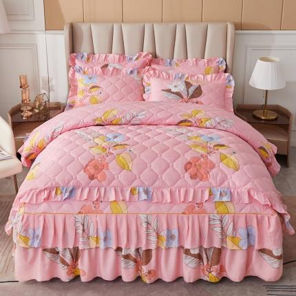 91家纺网 家纺一手货源 找家纺 （总）优家居 2025新款芦荟棉全夹棉床裙四件套