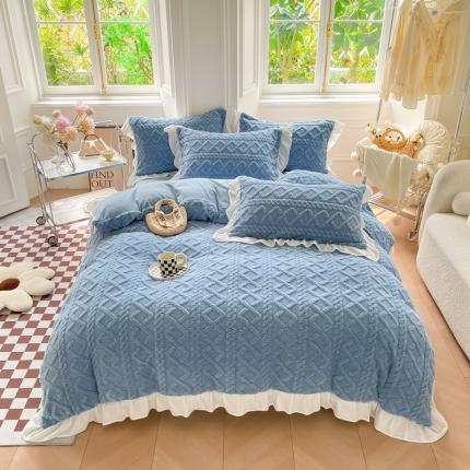 91家纺网 家纺一手货源 找家纺 （总）米莱2022新款塔芙绒牛奶绒花边四件套