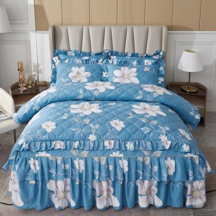 91家纺网 家纺一手货源 找家纺 优家居 2025新款芦荟棉全夹棉床裙四件套 白玉兰