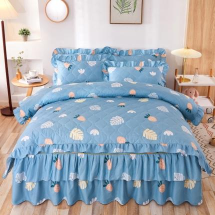 91家纺网 家纺一手货源 找家纺 优家居 2025新款芦荟棉全夹棉床裙四件套 春色满园