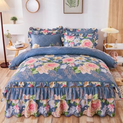 91家纺网 家纺一手货源 找家纺 优家居 2025新款芦荟棉全夹棉床裙四件套 香影梦绕