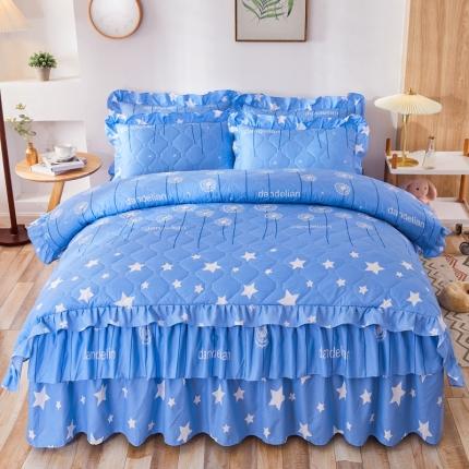 91家纺网 家纺一手货源 找家纺 优家居 2025新款芦荟棉全夹棉床裙四件套 星光飘絮