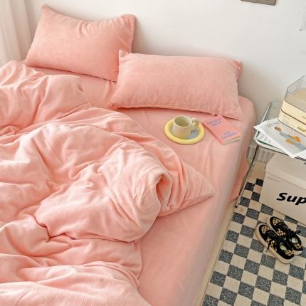 N先生 2023新款高克重纯色牛奶绒四件套 浅粉