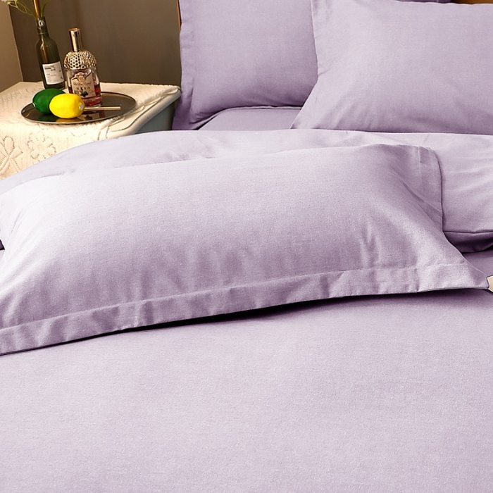 91家纺网 家纺一手货源 找家纺 晶缦家纺 加厚全棉纯色生态磨毛多规格系列单品枕套纯依-浅紫