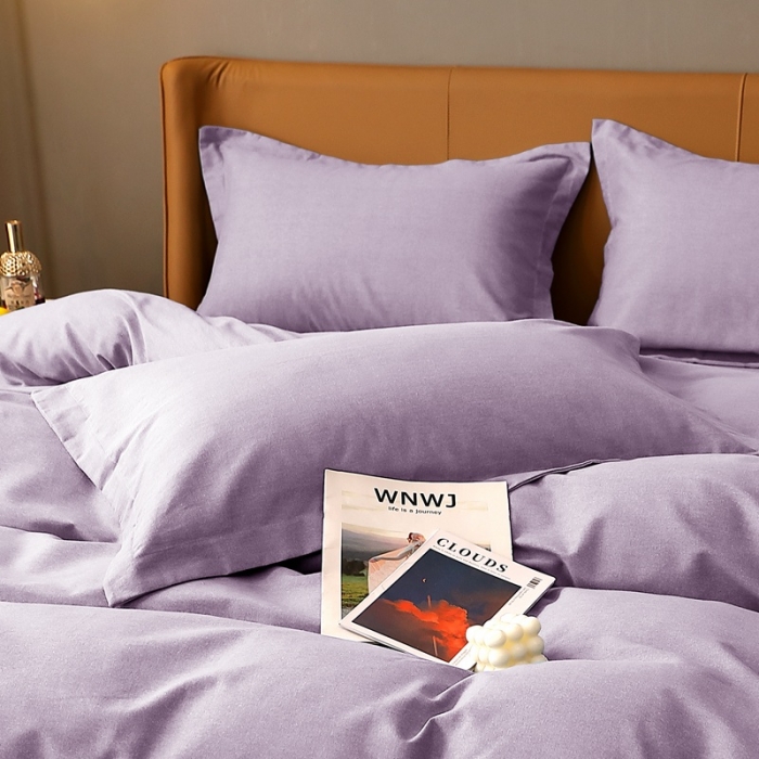 91家纺网 家纺一手货源 找家纺 晶缦家纺 加厚全棉纯色生态磨毛多规格系列单品枕套纯依-浅紫