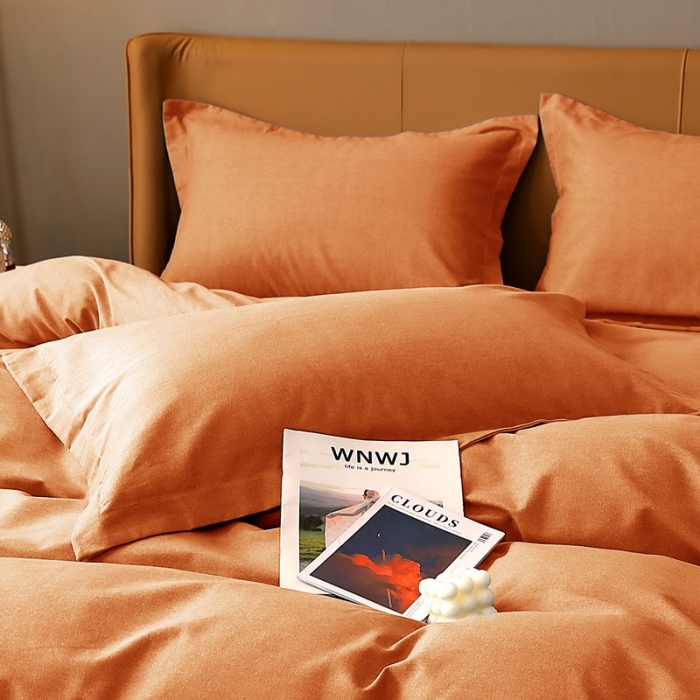 91家纺网 家纺一手货源 找家纺 晶缦家纺 加厚全棉纯色生态磨毛多规格系列单品枕套纯依-时尚桔