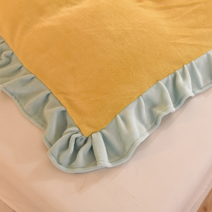 91家纺网 家纺一手货源 找家纺 甜之梦 2025新款毛巾绣牛奶绒被套 满天星嫩黄