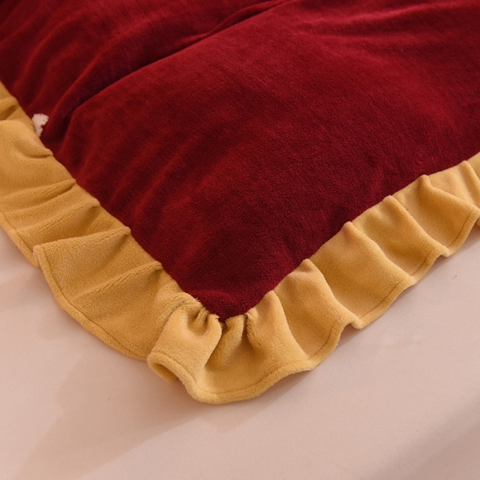 91家纺网 家纺一手货源 找家纺 甜之梦 2025新款毛巾绣牛奶绒被套 满天星洋酒红