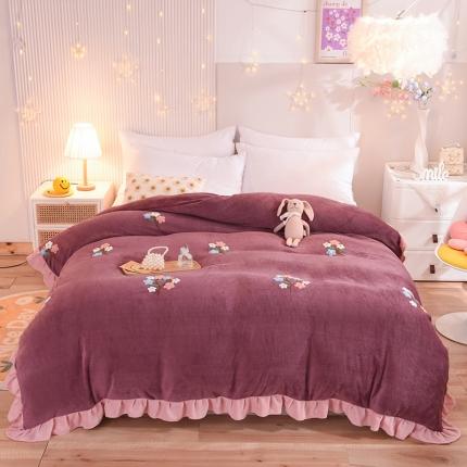 甜之梦 2025新款毛巾绣牛奶绒被套 满天星紫豆沙