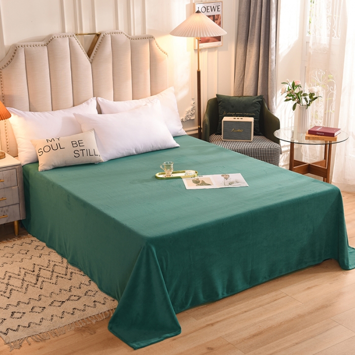 91家纺网 家纺一手货源 找家纺 甜之梦 2025新款毛巾绣牛奶绒床单 满天星墨绿