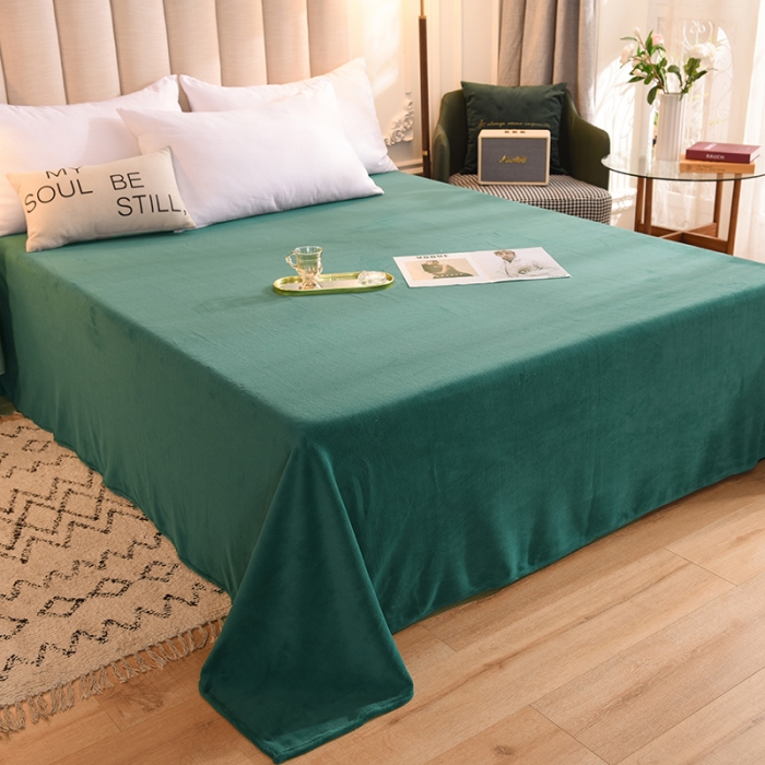 91家纺网 家纺一手货源 找家纺 甜之梦 2025新款毛巾绣牛奶绒床单 满天星墨绿