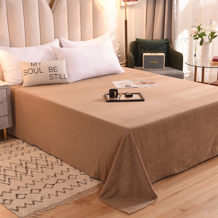 91家纺网 家纺一手货源 找家纺 甜之梦 2025新款毛巾绣牛奶绒床单 满天星奶茶咖