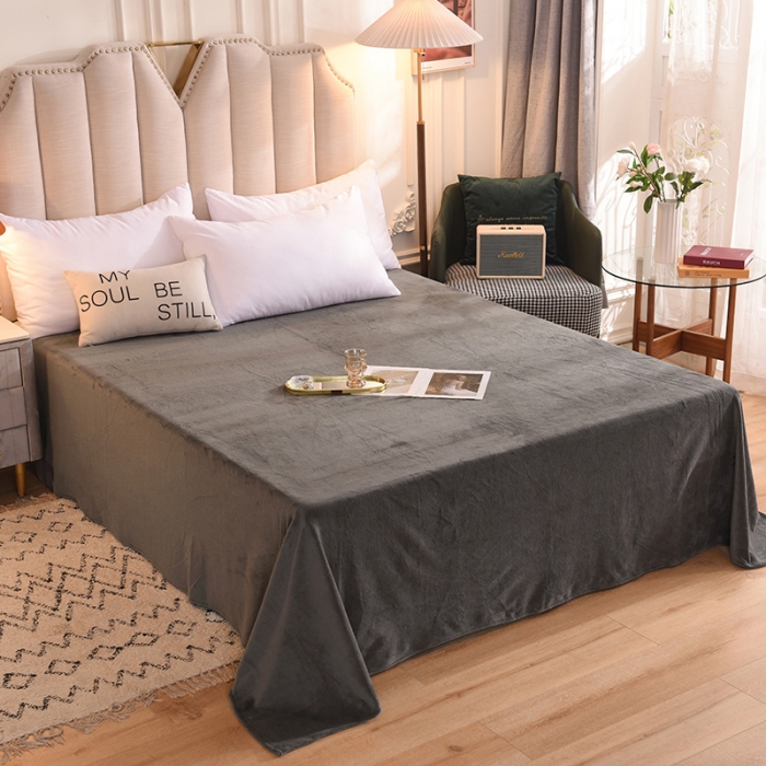 91家纺网 家纺一手货源 找家纺 甜之梦 2025新款毛巾绣牛奶绒床单 满天星深灰