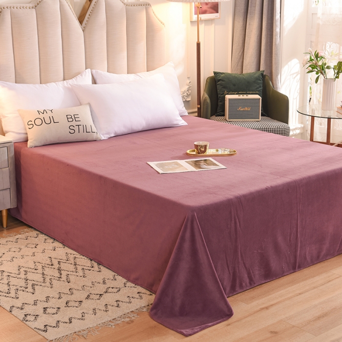 91家纺网 家纺一手货源 找家纺 甜之梦 2025新款毛巾绣牛奶绒床单 满天星紫豆沙