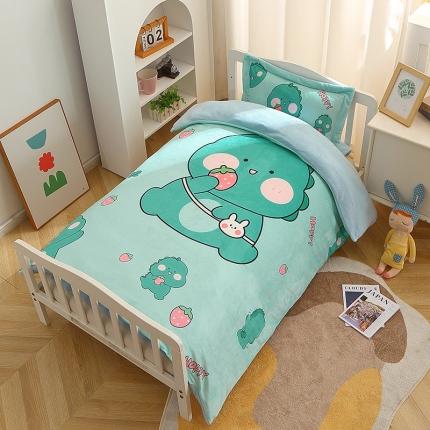 91家纺网 家纺一手货源 找家纺 （总）新款大版卡通宝宝绒幼儿园保暖套件加厚牛奶绒三件套多件套