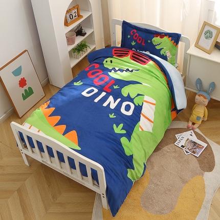 91家纺网 家纺一手货源 找家纺 （总）新款大版卡通宝宝绒幼儿园保暖套件加厚牛奶绒三件套多件套