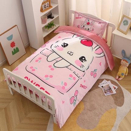 91家纺网 家纺一手货源 找家纺 （总）新款大版卡通宝宝绒幼儿园保暖套件加厚牛奶绒三件套多件套