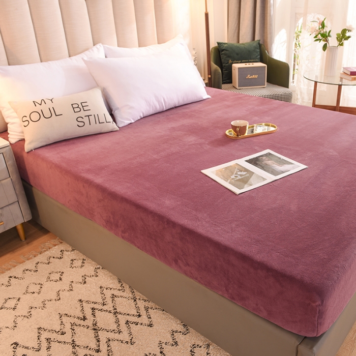 91家纺网 家纺一手货源 找家纺 甜之梦 2025新款毛巾绣牛奶绒床笠 乖乖龙紫豆沙