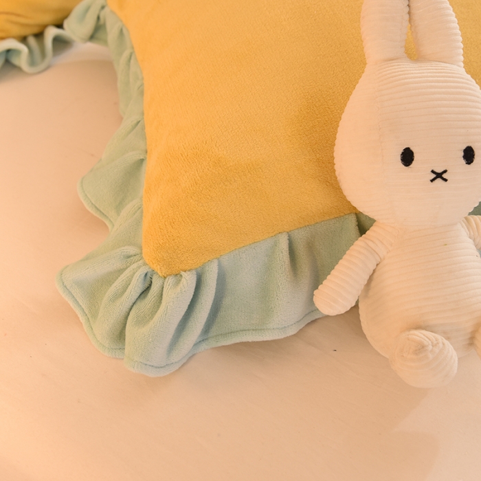 91家纺网 家纺一手货源 找家纺 甜之梦 新款毛巾绣牛奶绒枕套 48*74/对 满天星嫩黄