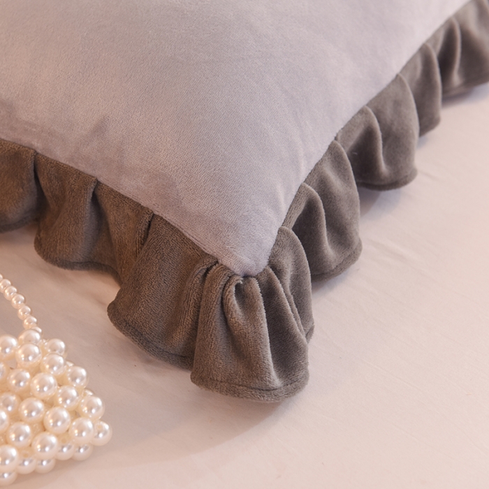 91家纺网 家纺一手货源 找家纺 甜之梦 2025新款毛巾绣牛奶绒枕套 48*74/对 满天星浅灰