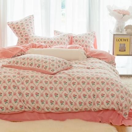 91家纺网 家纺一手货源 找家纺 千朵2022新款牛奶绒系列四件套 恋语