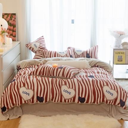 91家纺网 家纺一手货源 找家纺 千朵2022新款牛奶绒系列四件套 倾心