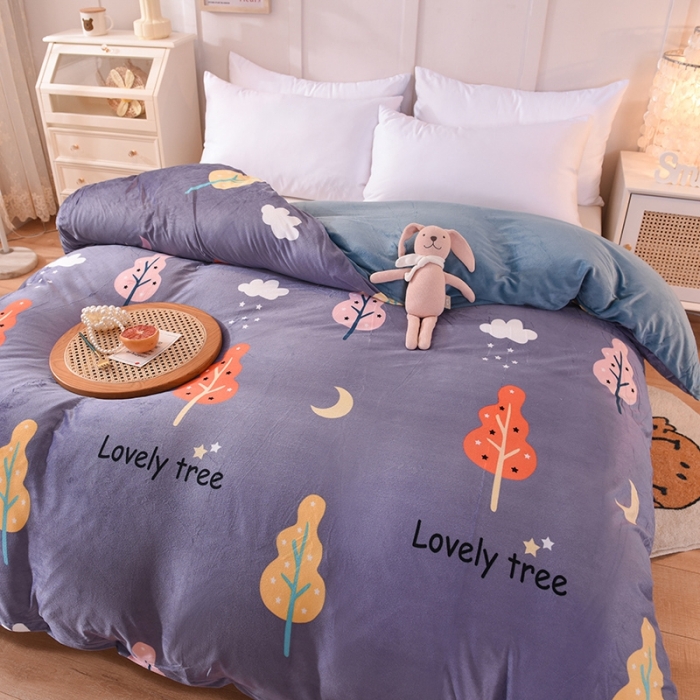 91家纺网 家纺一手货源 找家纺 甜之梦 2025新款水晶绒单品印花被套 爱情树