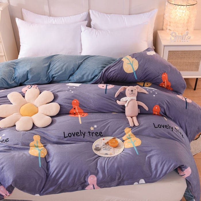 91家纺网 家纺一手货源 找家纺 甜之梦 2025新款水晶绒单品印花被套 爱情树