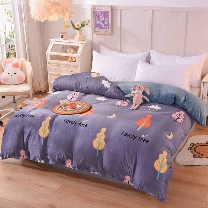 91家纺网 家纺一手货源 找家纺 甜之梦 2025新款水晶绒单品印花被套 爱情树