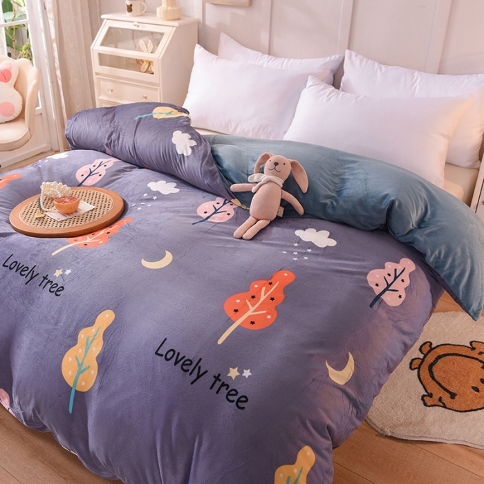 91家纺网 家纺一手货源 找家纺 甜之梦 2025新款水晶绒单品印花被套 爱情树