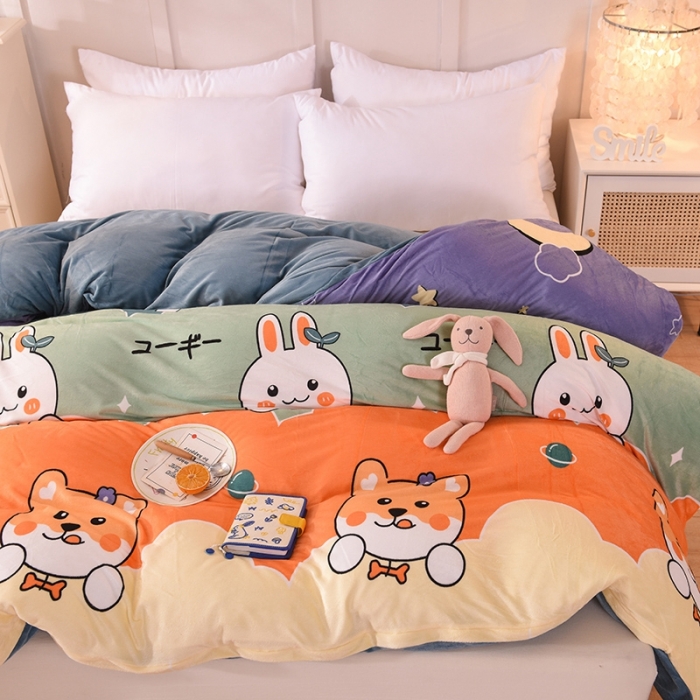 91家纺网 家纺一手货源 找家纺 甜之梦 2025新款水晶绒单品印花被套 动物家族