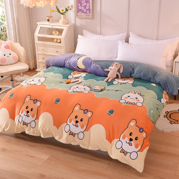 91家纺网 家纺一手货源 找家纺 甜之梦 2025新款水晶绒单品印花被套 动物家族