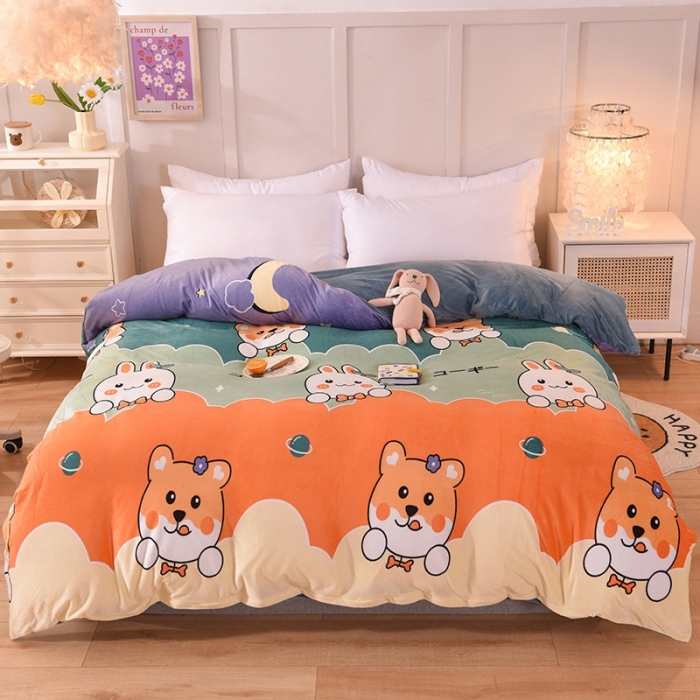 91家纺网 家纺一手货源 找家纺 甜之梦 2025新款水晶绒单品印花被套 动物家族