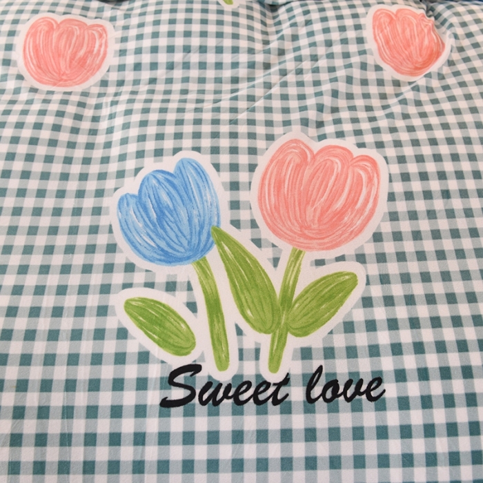 91家纺网 家纺一手货源 找家纺 甜之梦 2025新款水晶绒单品印花被套 格子三瓣花