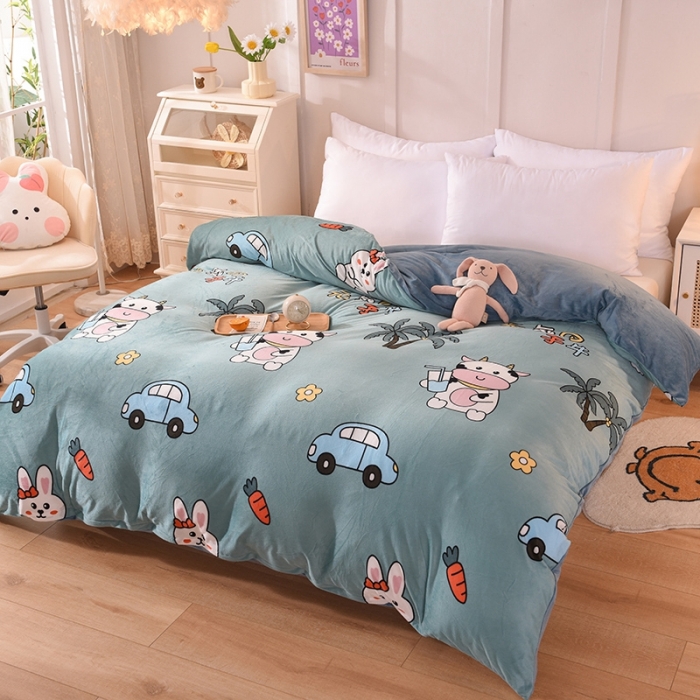 91家纺网 家纺一手货源 找家纺 甜之梦 2025新款水晶绒单品印花被套 小牛露西