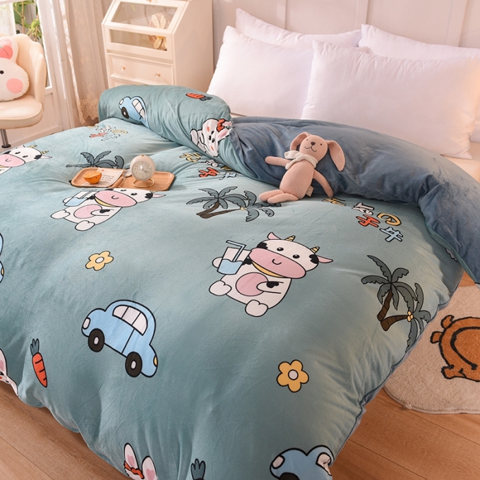 91家纺网 家纺一手货源 找家纺 甜之梦 2025新款水晶绒单品印花被套 小牛露西