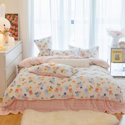 千朵2022新款牛奶绒系列四件套 花梦