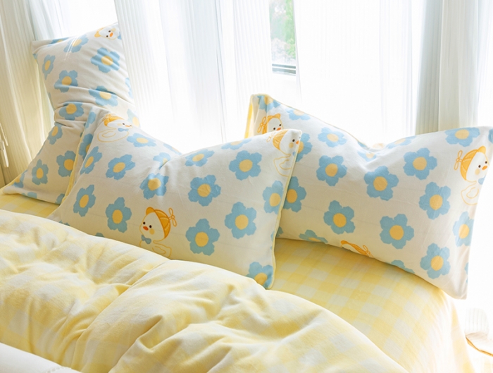 91家纺网 家纺一手货源 找家纺 千朵2022新款牛奶绒系列四件套 快乐鸭